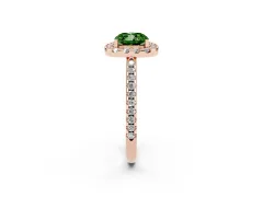 Fancy Green Cushion Cut Diamond Pavé Halo Ring Set in Rose gold with Prong Setting