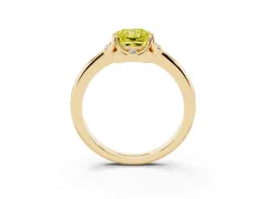 Fancy Yellow Radiant Cut Diamond Round Cluster Halo Ring Set in Yellow gold with Solitaire Band and Prong Setting
