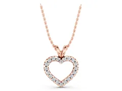 Round Diamond Heart Pendant Set in Rose gold with Continuous Pavé Setting