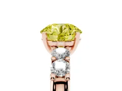 Fancy Yellow Round Cut Diamond Five-Stone Prong Set Engagement Ring Set in Rose gold with Channel Band