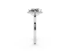 Fancy Black Princess Cut Diamond Halo Engagement Ring Set in White gold with Pavé Band and Rising Shoulders