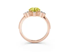 Fancy Yellow Round Cut Diamond Cluster Ring Set in Rose gold with Beaded Band