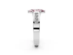 Fancy Pink Marquise Cut Diamond Solitaire Ring Set in Silver with Channel-Set Accent Stones and Prong Setting