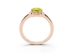 Fancy Yellow Radiant Cut Diamond Round Cluster Halo Ring Set in Rose gold with Solitaire Band and Prong Setting