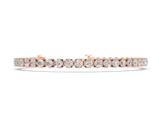 Round Diamond Tennis Bracelet Set in Rose gold with Box Chain and Basket Prong Setting