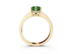 Fancy Green Cushion Cut Diamond Pavé Band Prong Set Solitaire Ring Set in Yellow gold