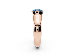 Fancy Blue Round Cut Diamond Bezel Solitaire Ring Set in Rose gold with Wide Band