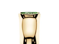 Fancy Green Radiant Cut Diamond Bezel Solitaire Ring Set in Yellow gold with Wide Band