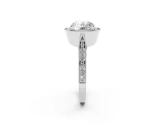 Round Cut Diamond Halo Engagement Ring Set in Silver with Accent Split Shank Band