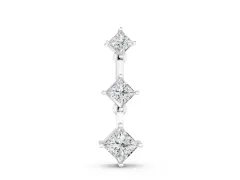 Triple Princess Cut Drop Pendant Set in White gold with Four-Prong Setting