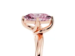 Fancy Pink Oval Cut Diamond Solitaire Engagement Ring Set in Rose gold with Classic Plain Band