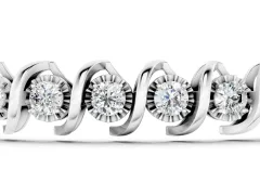 Round Diamond Tennis Bracelet Set in White gold with Spiral Prong Setting
