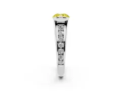 Fancy Yellow Cushion Cut Diamond Bezel-Set Solitaire Ring Set in Silver with Channel-Set Band