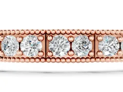 Round Cut Diamond Milgrain Tennis Bracelet Set in Rose gold with Box Setting