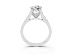 Heart Cut Diamond Solitaire Pavé Engagement Ring Set in White gold with Prong Setting
