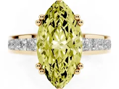 Fancy Yellow Marquise Cut Diamond Channel Set Solitaire Engagement Ring Set in Yellow gold with Prong Setting