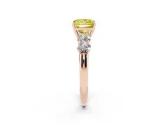 Fancy Yellow Princess Cut Diamond Five-Stone Prong Set Ring Set in Rose gold with Classic Band