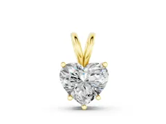 Heart Diamond Solitaire Pendant Set in Yellow gold with Four-Prong Setting