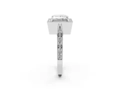 Princess Cut Diamond Halo Engagement Ring Set in Platinum with Accent Split Shank Band