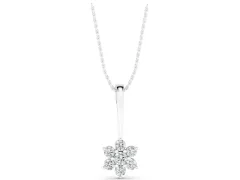 Round Diamond Cluster Pendant Set in Silver with Six-Prong Setting