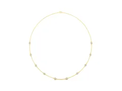 Round Diamond Station Necklace Set in Yellow gold with Bezel-Set Stones