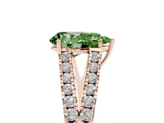 Fancy Green Pear Cut Diamond Split Shank Pavé Engagement Ring Set in Rose gold with Prong-Held Center Stone