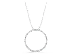 Round Cut Diamond Eternity Circle Pendant Set in Silver with Prong-Set Stones