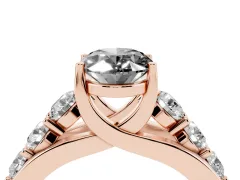 Fancy Black Oval Cut Diamond Pavé Engagement Ring Set in Rose gold with Prong Setting