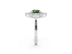 Fancy Green Round Cut Diamond Cluster Halo Ring Set in Platinum with Marquise and Round Accents