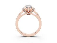 Radiant Cut Diamond Pavé Band Solitaire Ring Set in Rose gold with Prong Setting