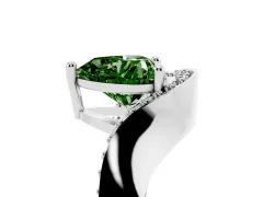 Fancy Green Heart Cut Diamond Solitaire Engagement Ring Set in Platinum with Pavé Shoulders