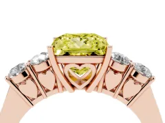 Fancy Yellow Princess Cut Diamond Five-Stone Prong Set Band Ring Set in Rose gold with Polished Band