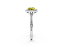Fancy Yellow Asscher Cut Diamond Halo Engagement Ring Set in Silver with Round Pavé Shoulders and Heart Gallery