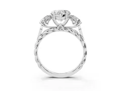 Heart Cut Diamond Three-Stone Ring Set in Silver with Braided Band