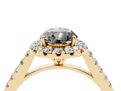 Fancy Black Pear Cut Diamond Halo Pavé Engagement Ring Set in Yellow gold with Prong Setting