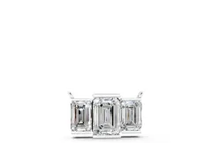 Emerald Cut Three-Stone Bar Pendant Set in White gold with Bar Prong Setting