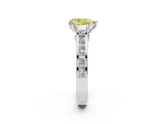 Fancy Yellow Pear Cut Diamond Channel Set Solitaire Engagement Ring Set in White gold with Prong Setting