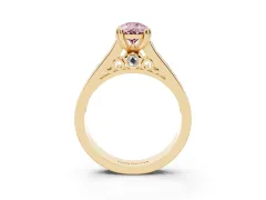 Fancy Pink Pear Cut Diamond Channel Set Solitaire Engagement Ring Set in Yellow gold with Prong Setting