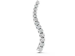 Curved Diamond Pendant Set in Silver with Prong-Set Round Stones