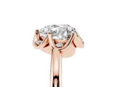 Heart Cut Diamond Round Cluster Halo Ring Set in Rose gold with Solitaire Band and Prong Setting