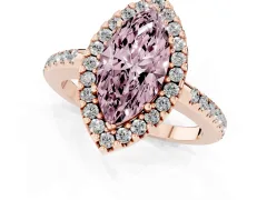 Fancy Pink Marquise Cut Diamond Pavé Halo Ring Set in Rose gold with Prong Setting