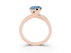 Fancy Blue Heart Cut Diamond Solitaire Ring Set in Rose gold with Channel Set Split Shank and Tension Prongs