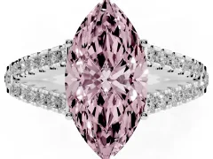 Fancy Pink Marquise Cut Diamond Split Shank Pavé Engagement Ring Set in Silver with Prong-Held Center Stone