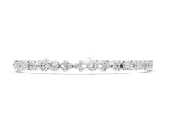 Round Cut Diamond Bezel-Set Tennis Bracelet Set in Silver with Milgrain Band