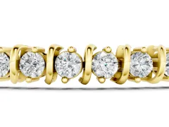 Round Diamond Spiral Tennis Bracelet Set in Yellow gold with Prong Setting