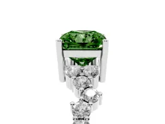 Fancy Green Radiant Cut Diamond Ring Set in Platinum with Scattered Round Accents