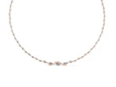 Marquise Diamond Riviera Necklace Set in Rose gold with Flowing Stone Pattern