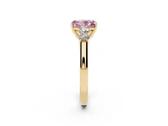 Fancy Pink Radiant Cut Diamond Five-Stone Prong Set Band Ring Set in Yellow gold with Polished Band