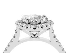 Heart Cut Diamond Cushion Halo Ring Set in White gold with Pavé Band
