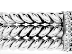 Round Diamond Pavé Triple Rope Bracelet Set in White gold with Box Clasp